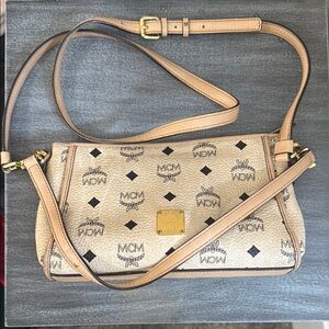 Authentic MCM Tan and Black Crossbody Bag
